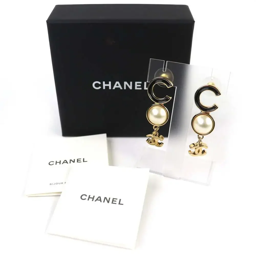Chanel Cc Logo Earrings Gold-Tone Metal #250100C11B